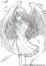 Anime Coloring Pages Lineart Fairy Manga Angel Deviantart Cute Ange Colouring Color Print Et Demon Angels Choose Board Chibi Books sketch template