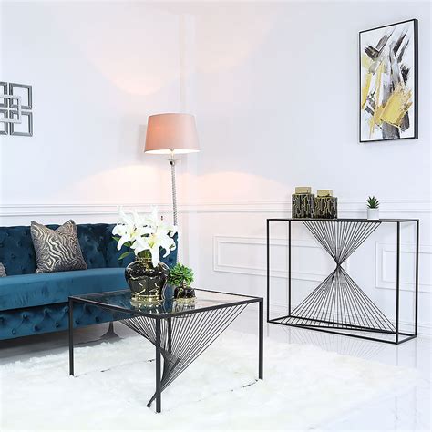 Ava Black Metal And Clear Glass Console Table With Unique