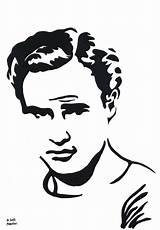 Brando Marlon Drawing Drawn A4 Hand Original Size sketch template