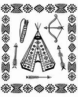 Native Coloring Tipi Symbols American Pages Adults Indian Americans Color Print Other Feather Adult Indians Headdress Justcolor sketch template