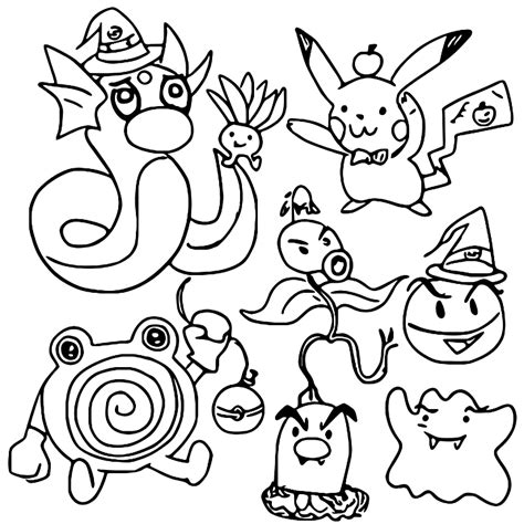 poliwrath diglett bellsprout pokemon halloween coloring pages