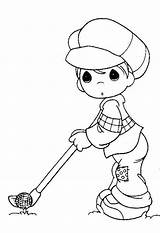 Golf Coloring Pages Precious Moments Printable Player Coloriage Kids Broderie Drawing Cute Girls Para Colorear Colorier Color Colouring Colour Imprimer sketch template