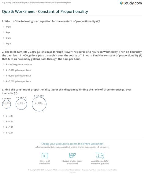 quiz worksheet constant  proportionality studycom