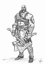 Kratos Draw God War Character Easy Sketches Drawing Drawings Sketch Tutorial Concept Viking Fantasy Good Step Tattoo sketch template