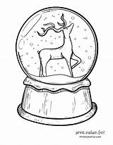 Globe Reindeer Rena Globes Printcolorfun Snowglobe Gingerbread Natalinos Atividades Renas Educar sketch template