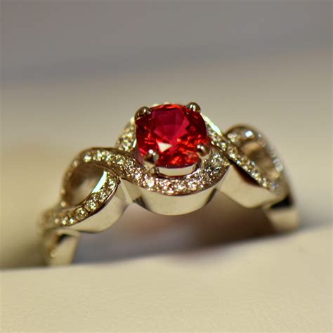 burmese red spinel diamond ring exquisite jewelry   occasion fwcj