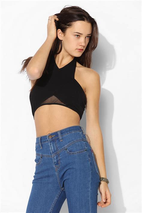 urban outfitters out from under meshin set halter bra top in black lyst