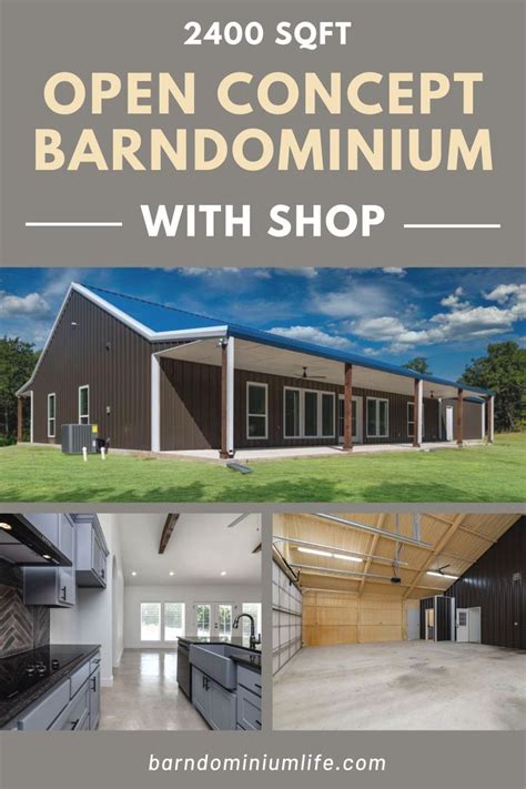 sqft open concept barndominium  shop   metal house plans barn homes floor