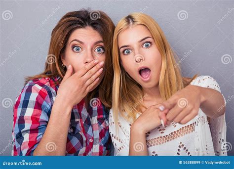 Portrait Of A Two Surprised Women Stock Image Image Of Llips