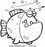 Drunk Piranha Fish Clipart Cartoon Thoman Cory Outlined Coloring Vector 2021 sketch template