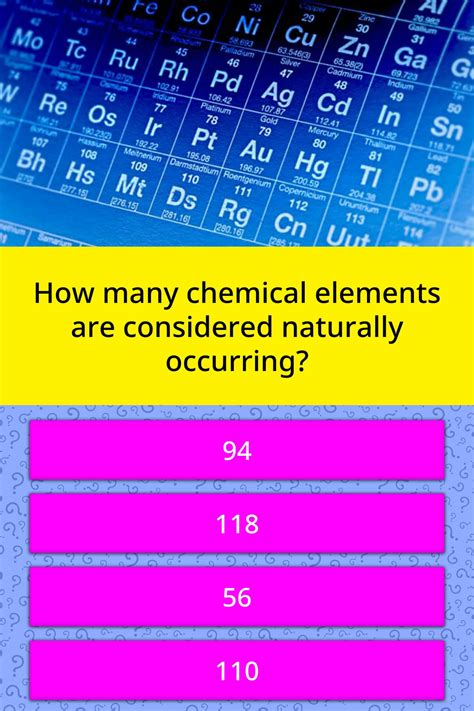 chemical elements  trivia questions quizzclub