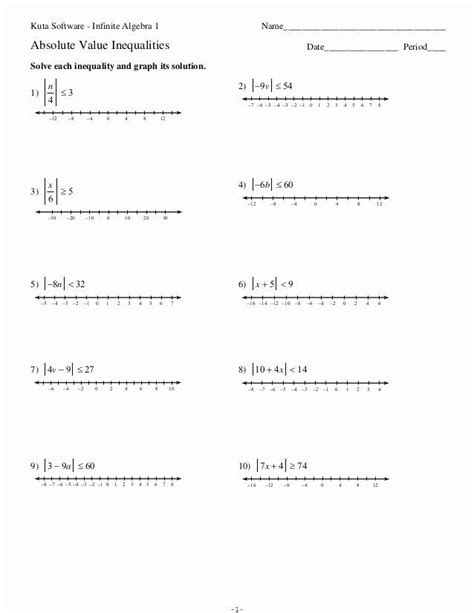 solving absolute  equations worksheet  absolute