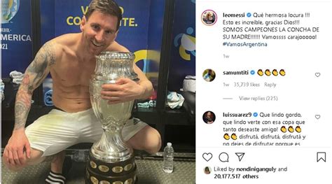 messi s copa america trophy picture becomes most liked instagram post