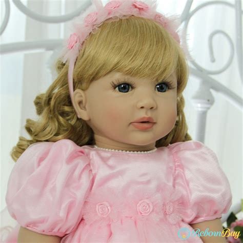 inches baby doll  curly blonde hair reborn toddler girl blonde hair