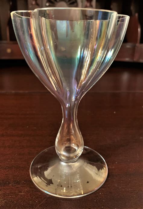 Rare Moser Glass Quatrefoil Iridescent Hollow Stem Wine Glass Etsy