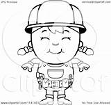 Girl Handy Smiling Clipart Coloring Cartoon Boy Outlined Vector Thoman Cory Royalty sketch template