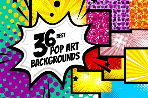 set  pop art background custom designed illustrations creative market