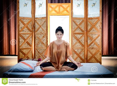 thai massage spa beautiful asian woman waiting masseur stock image