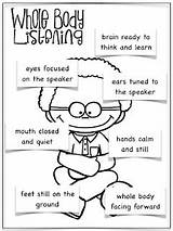 Whole Listening Body Poster Teaching Treats Owl Teacher Little sketch template