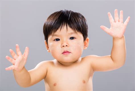 baby boy  hand raised  stock image image  palm childhood