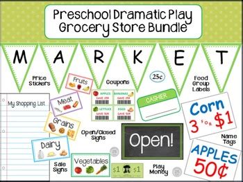 preschool dramatic play grocery store kit tpt