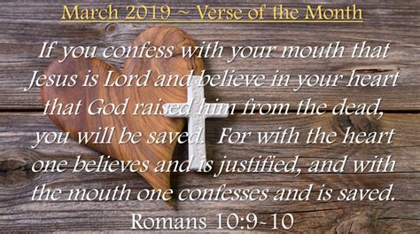 March Verse Of The Month Romans 10 9 10 Lake View
