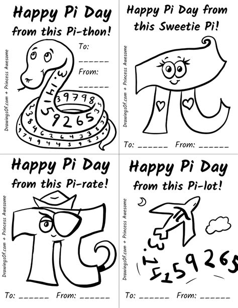 pi day printable art activity coloring cute cards  drawings