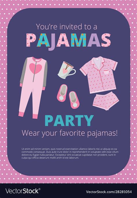 pajama party poster invitation for night party vector image