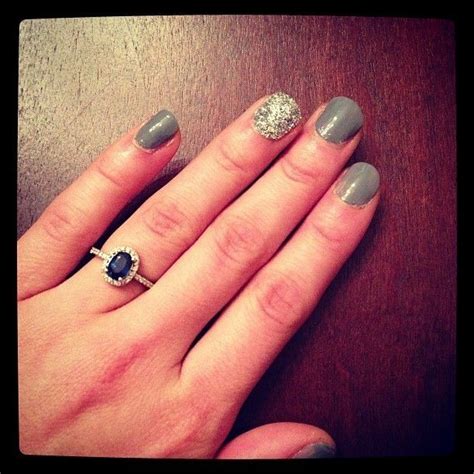 cute manicures that show off your engagement ring glam