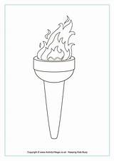 Olympic Torch Colouring Pages Coloring Template Olympics Kids Games Activityvillage Flame Printable sketch template