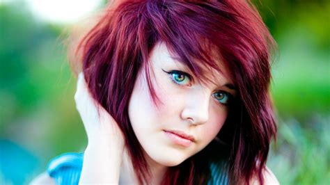 wallpaper face women redhead model dyed hair long