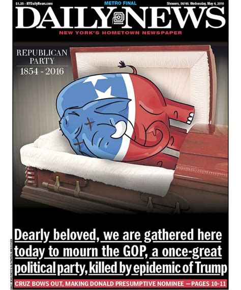 New York Daily News Funeral For The Republican Party Crooks And Liars