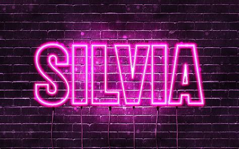 silvia with names female names silvia name purple neon lights happy