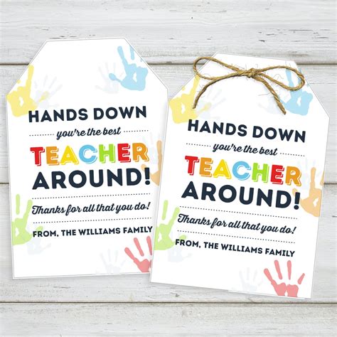 hands  youre   teacher gift tag teacher etsyde