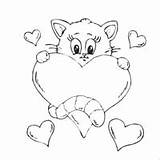 Cat Valentine Kitty Coloring Printable Girl Heart Surfnetkids Pages Card sketch template