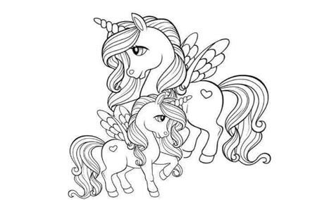 mommy  baby unicorn coloring page