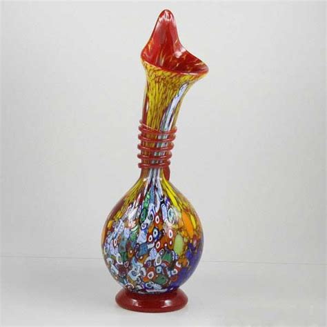Murano Glass Vases Murano Millefiori Art Glass Calla Lily Vase Red