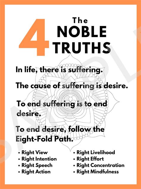 noble truths digital  buddhism etsy