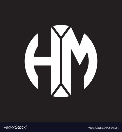 hm logo monogram  piece circle ribbon style vector image