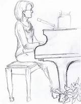 Piano Playing Drawing Getdrawings sketch template