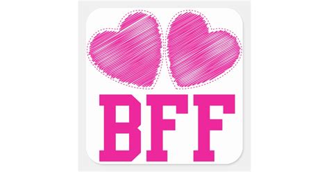 bff best friends forever with love hearts square sticker