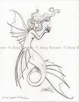 Brown Amy Coloring Mermaid Fairy Pages Elf Wings Siren Mystical Fairies sketch template