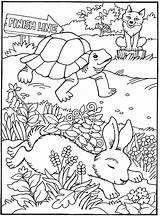 Tortoise Hare Coloring Pages Fables Aesop Book Color Kids Stories Short Children Turtle Printable Dover Publications Doverpublications Books Sheets Loved sketch template