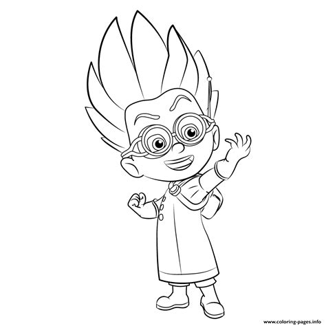 evil young mad scientist  pj masks coloring pages printable