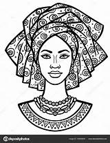 Africana Africanas Turban Mulher Africanos Linear áfrica Negras Africano Africain Monochrome Cuadros Afrique sketch template