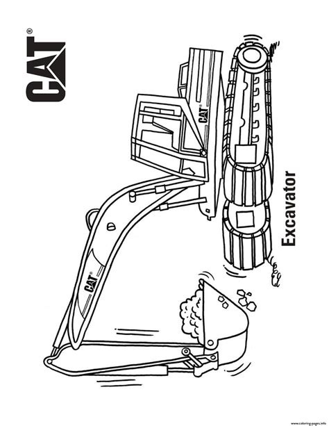 excavator truck cat coloring page printable