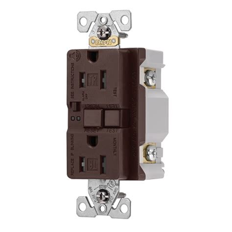 eaton  amp tamper resistant duplex gfci outlet  audible alarm brown eaton trsgfab