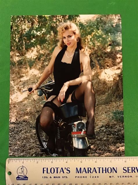 Mature Listing 1990s 8x10 Amateur Model On Motorcycle Woman Etsy