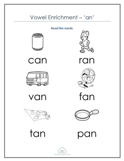 kindergarten cvc worksheets  gregs english cloud