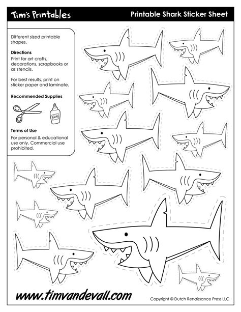 shark templates tims printables